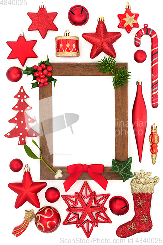 Image of Abstract Christmas Frame and Red Decorations