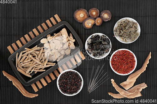 Image of Chinese Acupuncture Treatment with Traditional Herbs and Spice