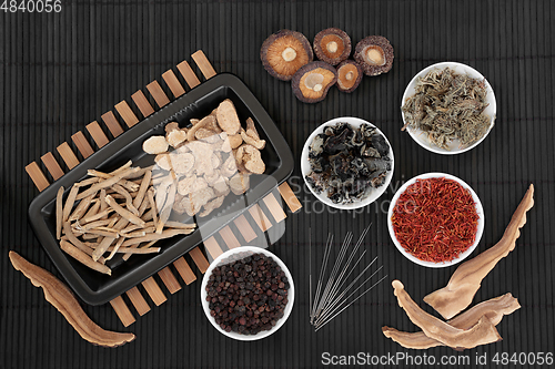 Image of Chinese Acupuncture Treatment with Traditional Herbs and Spice