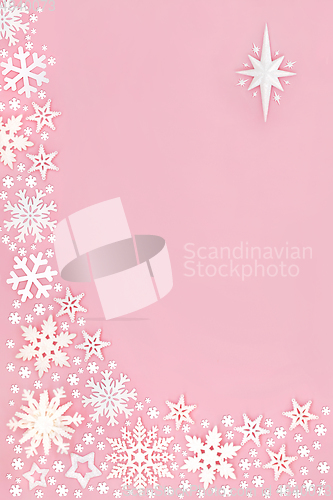 Image of Christmas Snowflake and Star Abstract Background