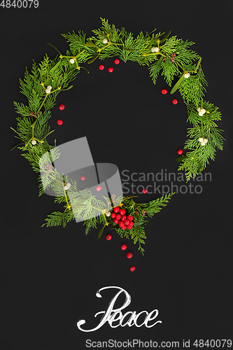 Image of Christmas Wreath Symbol of Peace Concept