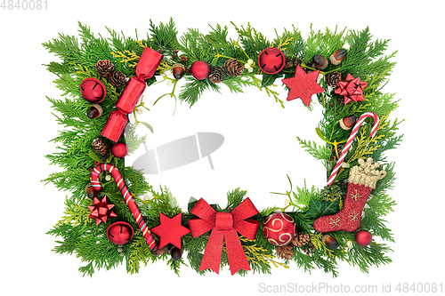 Image of Abstract Christmas Background with Flora and Decorations