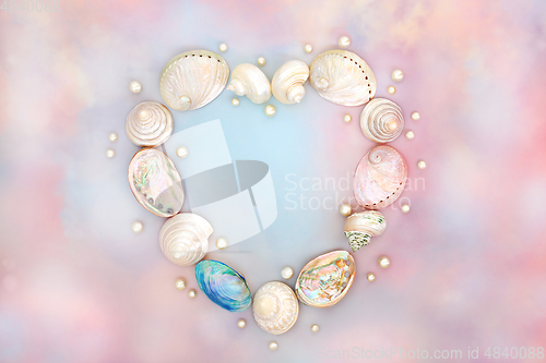 Image of Heart Shaped Mother of Pearl Seashell Wreath