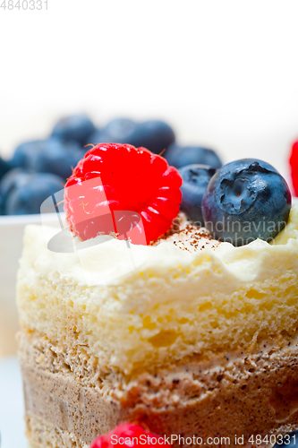 Image of fresh raspberry and blueberry cake