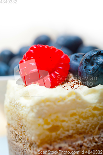 Image of fresh raspberry and blueberry cake