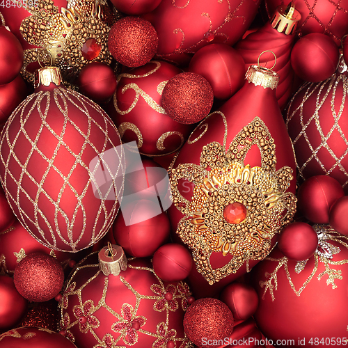 Image of Abstract Christmas Background with Luxury Red and Gold Decoratio