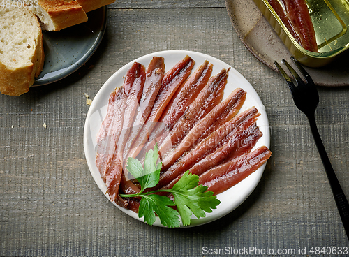 Image of plate of canned anchovies