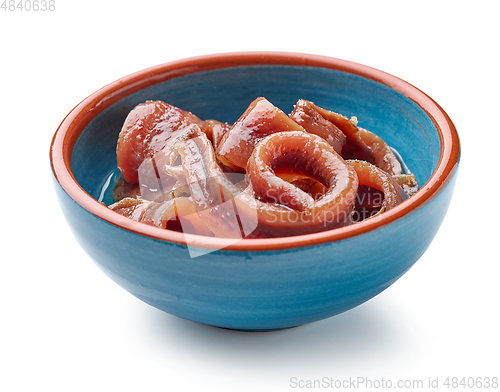 Image of bowl of canned anchovy fillets