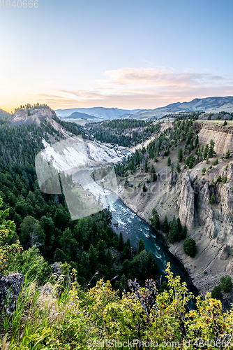 Image of View from Calcite Springs Overlook of the Yellowstone River.