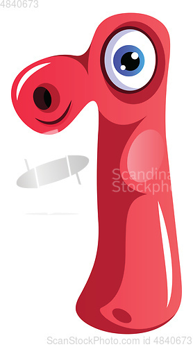 Image of Pink monster in shape of number one illustration vector on white