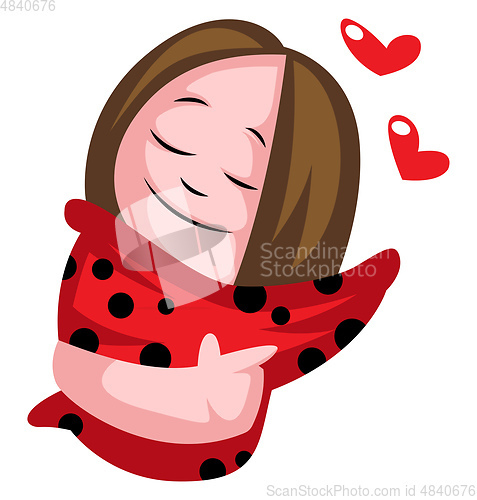 Image of Little teenage girl in love illustration vector on white backgro