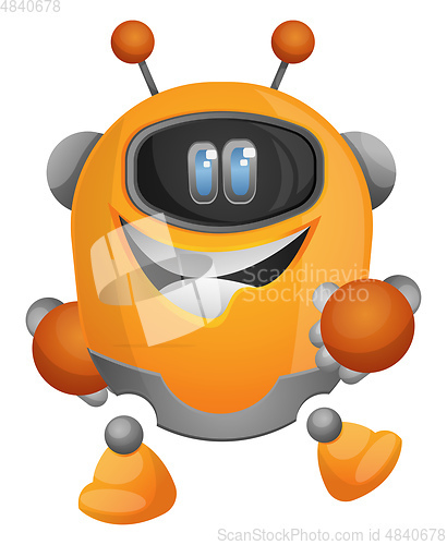 Image of Cheerful cartoon robot illustration vector on white background