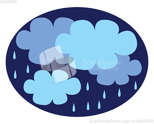 Image of Rain coming from dark clouds vector or color illustration