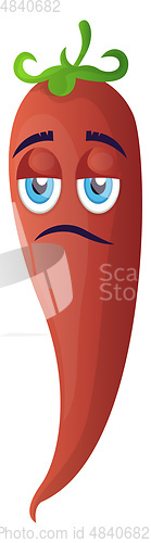 Image of Sad cartoon chili illustration vector on white background