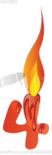 Image of Red number four burning illustration vector on white background