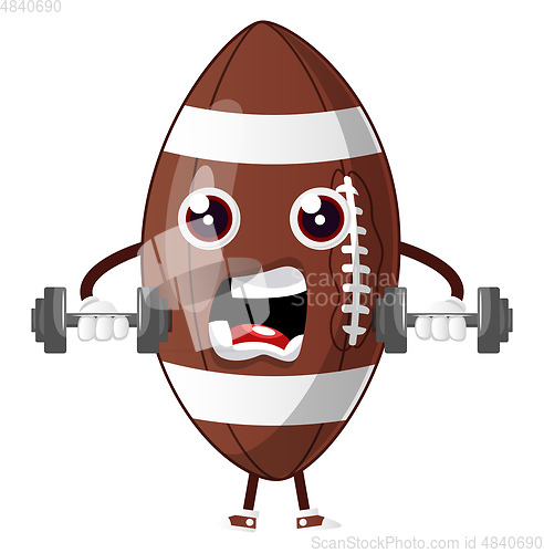 Image of Rugby ball is training with weights, illustration, vector on whi