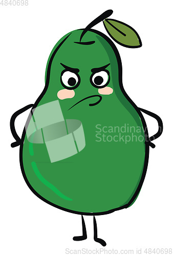 Image of Painting of an angry pear vector or color illustration
