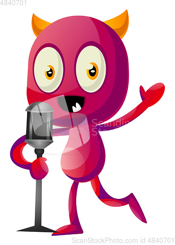 Image of Devil speak on microphone, illustration, vector on white backgro