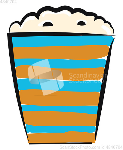 Image of A cardboard bag full of popcorn vector or color illustration