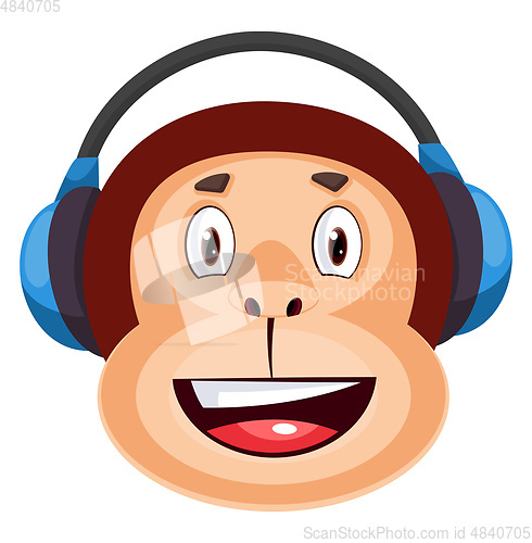 Image of Monkry is listening music, illustration, vector on white backgro