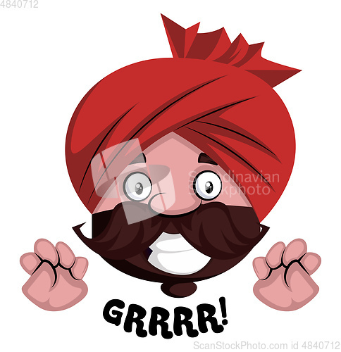 Image of Man with turban is feeling frustrated, illustration, vector on w