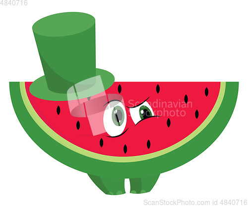 Image of Watermelon with hat vector or color illustration
