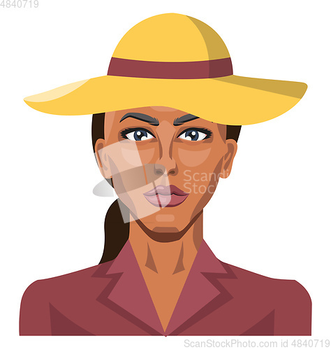 Image of Girl wearing a yellow hat illustration vector on white backgroun