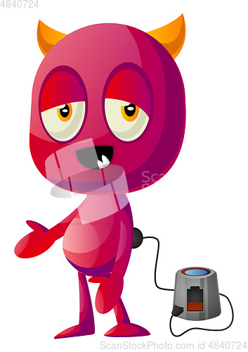 Image of Devil on charging, illustration, vector on white background.