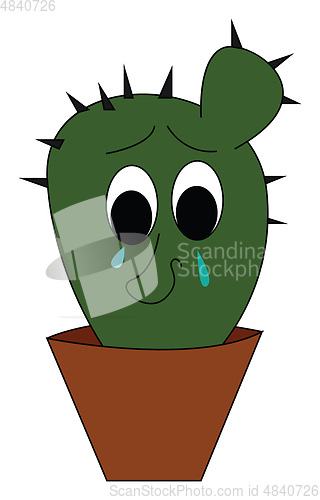 Image of Sad cactus illustration vector on white background 