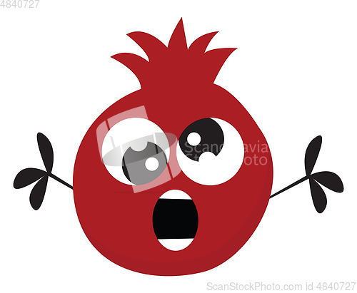 Image of Painting of a crazy red pomegranate vector or color illustration