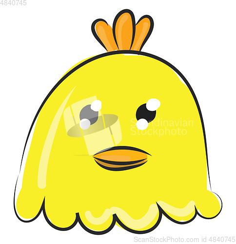 Image of Drawing of a cute little yellow chick vector or color illustrati