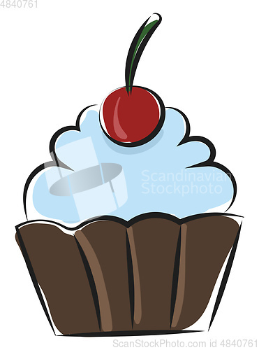 Image of Drawing of a cupcake vector or color illustration