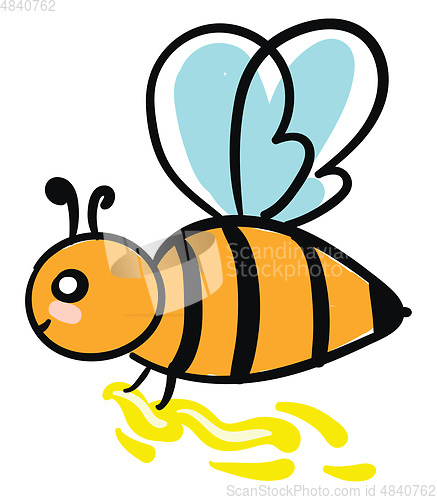 Image of Honey with honeybee vector or color illustration
