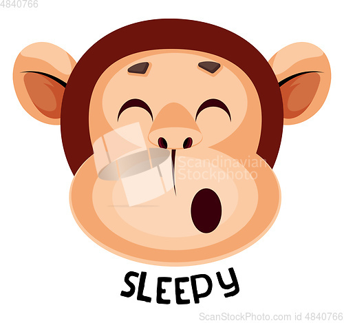 Image of Monkey is feeling sleepy, illustration, vector on white backgrou