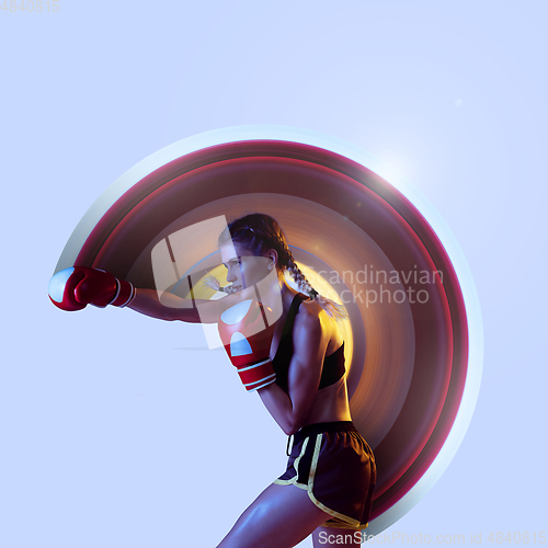 Image of Abstract desing, concept of sport, action, motion in sport
