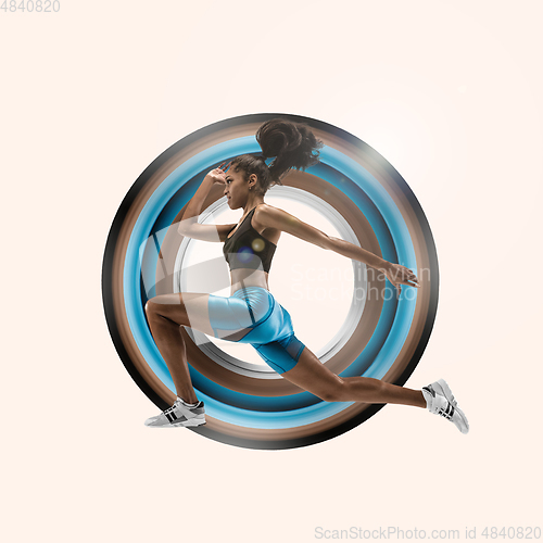 Image of Abstract desing, concept of sport, action, motion in sport