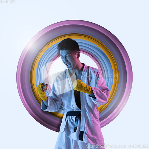 Image of Abstract desing, concept of sport, action, motion in sport