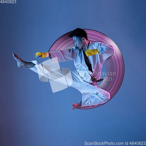 Image of Abstract desing, concept of sport, action, motion in sport