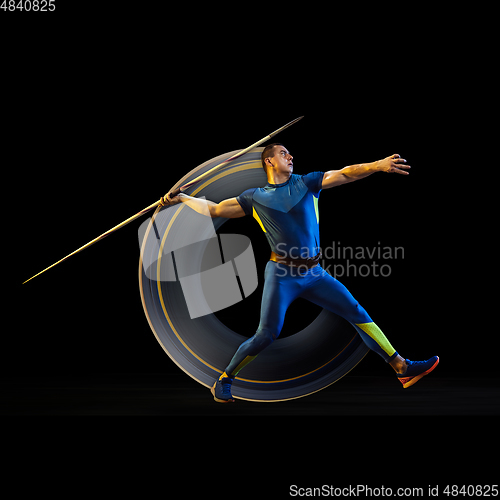 Image of Abstract desing, concept of sport, action, motion in sport