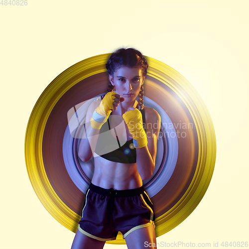 Image of Abstract desing, concept of sport, action, motion in sport