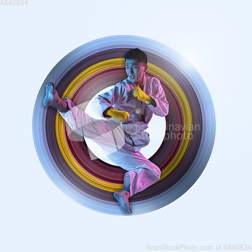 Image of Abstract desing, concept of sport, action, motion in sport