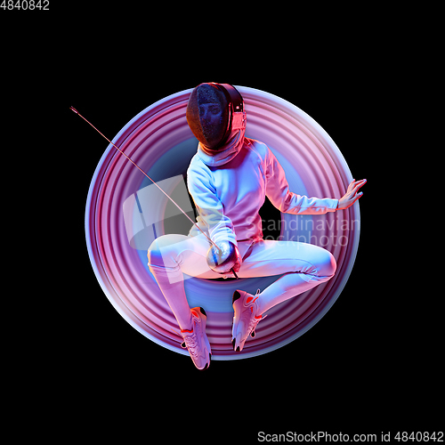 Image of Abstract desing, concept of sport, action, motion in sport