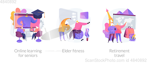 Image of Elder people activities vector concept metaphors.