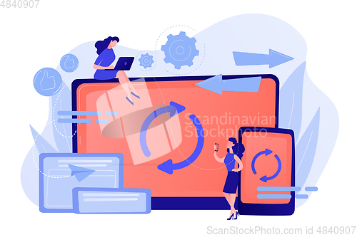 Image of Cross-device syncing concept vector illustration.