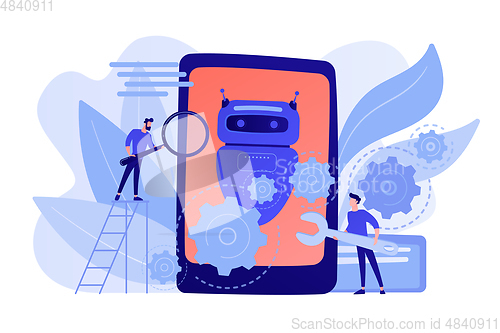 Image of Chatbot app development concept vector illustration.