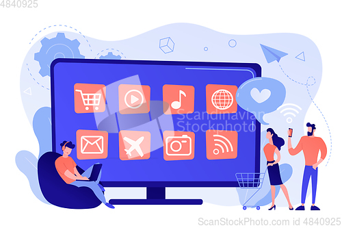 Image of Smart TV applications concept vector illustration.