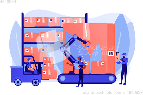 Image of Warehouse logistics concept vector illustration.