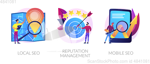 Image of SEO management vector concept metaphors.