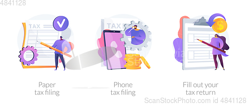 Image of Paper tax filing vector concept metaphors.