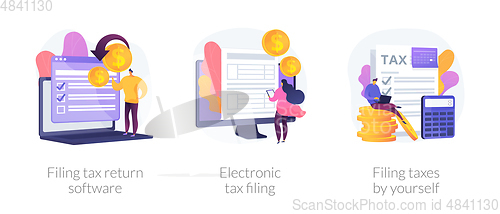 Image of Filing tax return software vector concept metaphors.